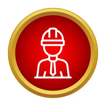 Construction worker engineer wearing hard hat professional icon Stock Illustration