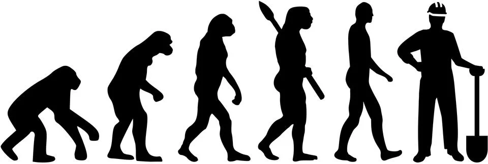 Construction worker evolution Illustrazione stock