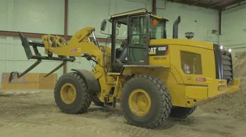 Construction Worker Exists Yellow Loader On Construction Site Stock Footage 46595016