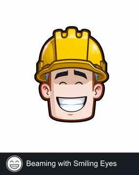 Construction Worker - Expression - Positive n Smiling - Beaming with Smiling  Stock Illustration