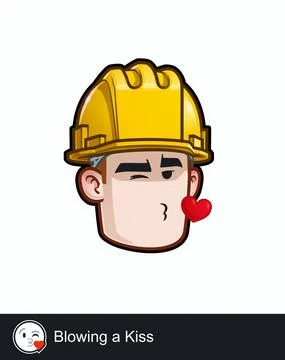 Construction Worker - Expressions - Affection - Blowing a Kiss Stock Illustration