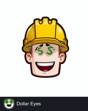 Construction Worker - Expressions - Affection - Dollar Eyes Stock Illustration