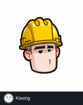 Construction Worker - Expressions - Affection - Kissing Stock Illustration
