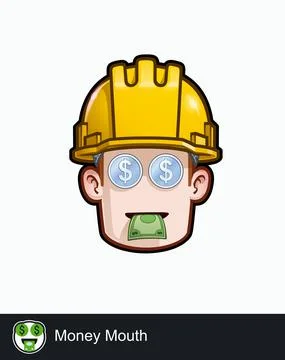 Construction Worker - Expressions - Affection - Money Tongue Stock Illustration