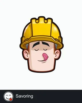 Construction Worker - Expressions - Affection - Savoring Stock Illustration