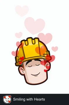 Construction Worker - Expressions - Affection - Smiling with Hearts Stock Illustration