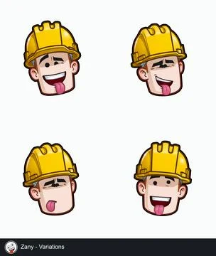 Construction Worker - Expressions - Affection - Zany - Variations Stock Illustration