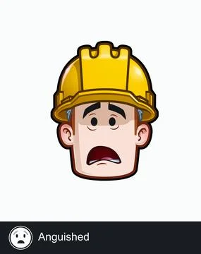 Construction Worker - Expressions - Concerned - Anguished Stock Illustration