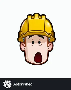 Construction Worker - Expressions - Concerned - Astonished Stock Illustration