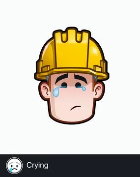 Construction Worker - Expressions - Concerned - Crying Stock Illustration
