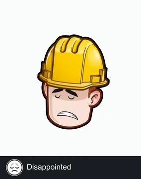 Construction Worker - Expressions - Concerned - Disappointed Stock Illustration