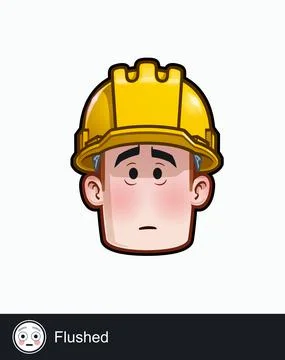 Construction Worker - Expressions - Concerned - Flushed Stock Illustration