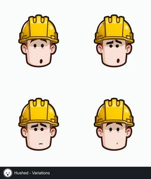 Construction Worker - Expressions - Concerned - Hushed - Variations Stock Illustration