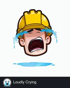 Construction Worker - Expressions - Concerned - Loudly Crying Stock Illustration