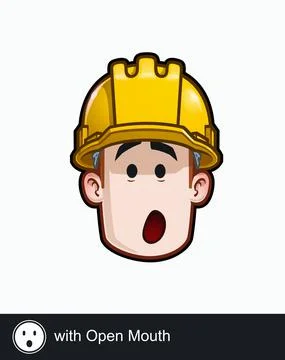 Construction Worker - Expressions - Concerned - with Open Mouth Stock Illustration