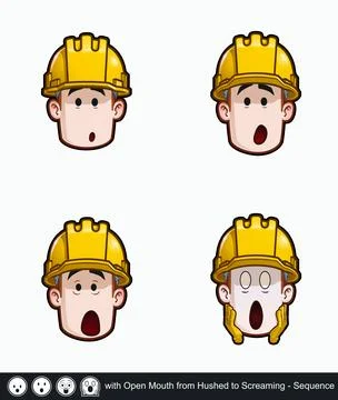 Construction Worker - Expressions - Concerned - with Open Mouth from Hushed.. Stock Illustration