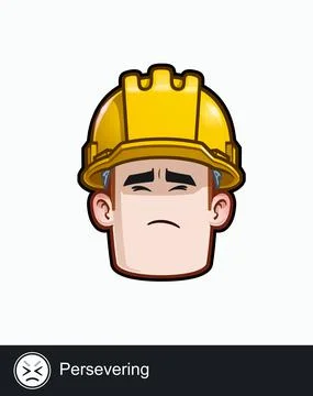 Construction Worker - Expressions - Concerned - Persevering Stock Illustration