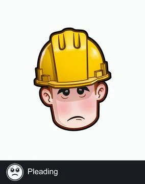 Construction Worker - Expressions - Concerned - Pleading Stock Illustration