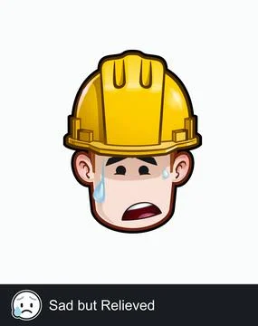 Construction Worker - Expressions - Concerned - Sad but Relieved Stock Illustration