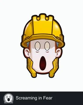 Construction Worker - Expressions - Concerned - Screaming in Fear Stock Illustration