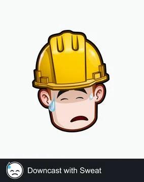 Construction Worker - Expressions - Downcast with Sweat Stock Illustration
