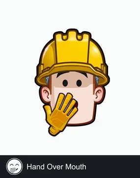 Construction Worker - Expressions - Hand Over Mouth Stock Illustration