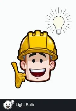 Construction Worker - Expressions - Light Bulb Idea Stock Illustration