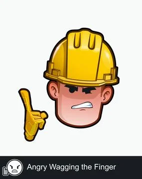 Construction Worker - Expressions - Negative - Angry Wagging the Finger Stock Illustration