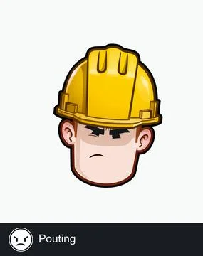 Construction Worker - Expressions - Negative - Pouting Stock Illustration