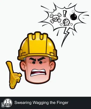 Construction Worker - Expressions - Negative - Swearing Wagging the Finger Stock Illustration