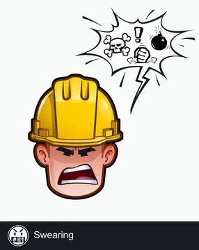 Construction Worker - Expressions - Negative - Swearing Stock Illustration
