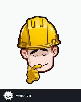 Construction Worker - Expressions - Pensive Stock Illustration