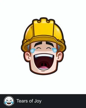 Construction Worker - Expressions - Positive n Smiling - Tears of Joy Stock Illustration