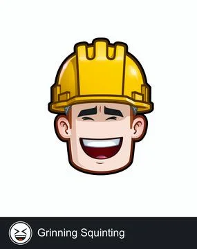 Construction Worker - Expressions - Positive n Smiling - Grinning Squinting Stock Illustration
