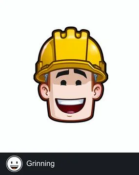 Construction Worker - Expressions - Positive n Smiling - Grinning Stock Illustration
