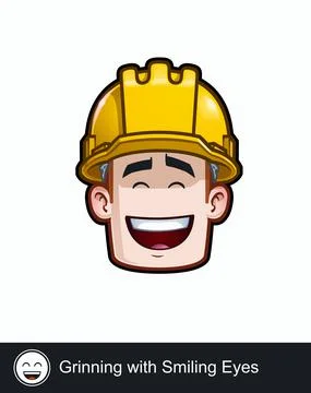 Construction Worker - Expressions - Positive n Smiling - Grinning with Smilin Stock Illustration