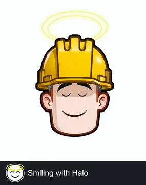 Construction Worker - Expressions - Positive n Smiling - Smiling with Halo Stock Illustration