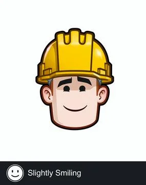Construction Worker - Expressions - Positive n Smiling - Slightly Smiling Stock Illustration