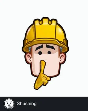 Construction Worker - Expressions - Shushing Stock Illustration