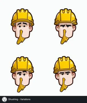 Construction Worker - Expressions - Shushing - Variations Stock Illustration