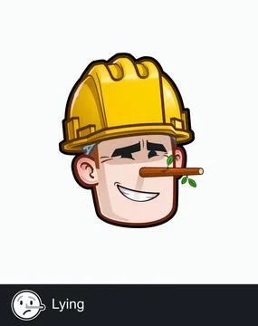 Construction Worker - Expressions - Skeptical - Lying Stock Illustration