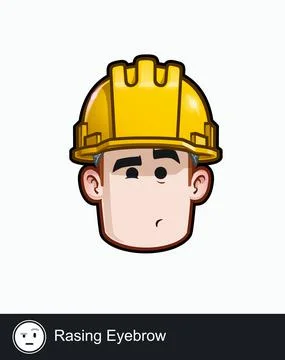 Construction Worker - Expressions - Skeptical - Raising Eyebrow Stock Illustration