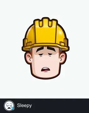 Construction Worker - Expressions - Sleepy Stock Illustration