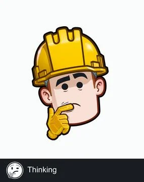 Construction Worker - Expressions - Thinking Stock Illustration