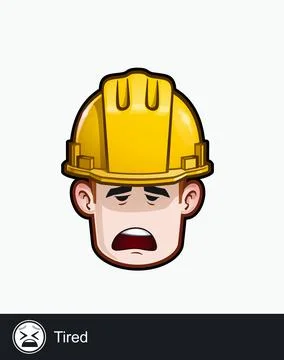 Construction Worker - Expressions - Tired Stock Illustration
