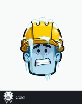 Construction Worker - Expressions - Unwell - Cold - Freezing Stock Illustration