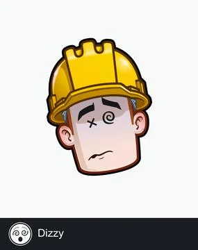 Construction Worker - Expressions - Unwell - Dizzy Stock Illustration