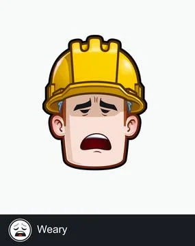 Construction Worker - Expressions - Weary Stock Illustration