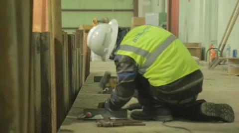 Construction Worker Fastening Bolt On Construction Site Stock Footage 46591432