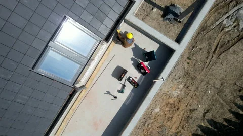 Construction Worker Finishing Balcony Elements in Newly Developed Modern House Stock Footage 172582901